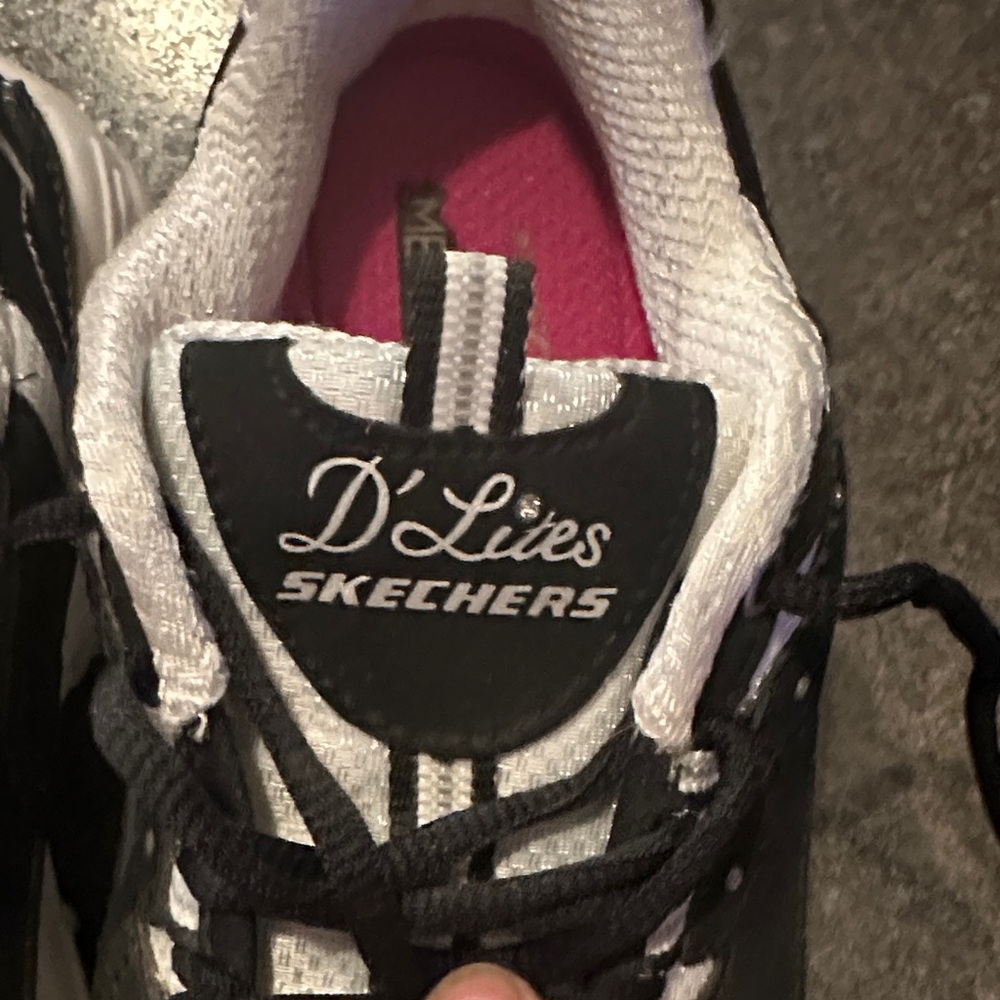 Skechers Women's Black and White Sneakers with Pink Insole - Picture 7 of 7